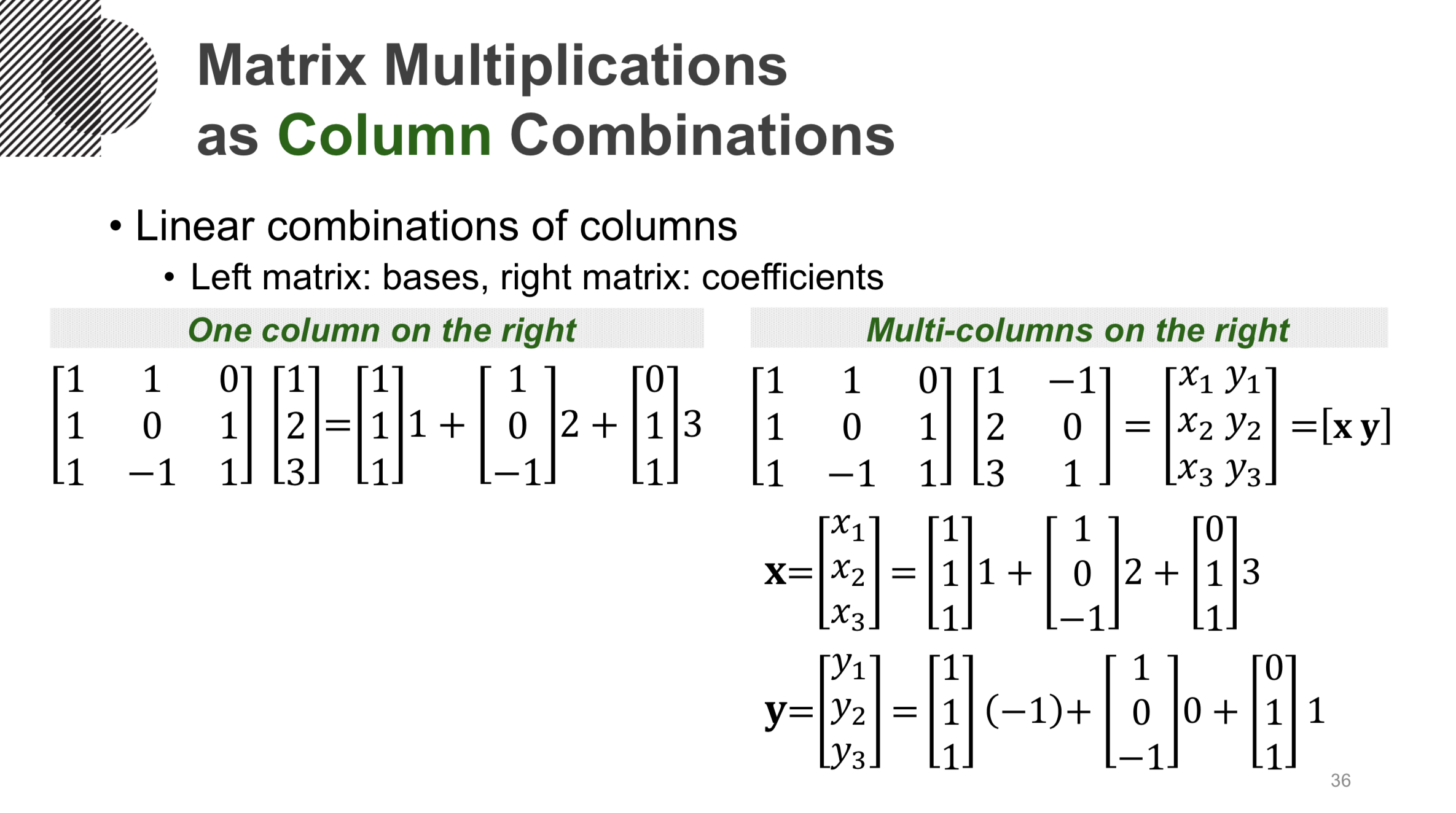 행렬의 곱을 column vector linear combination으로 생각하기 - 02